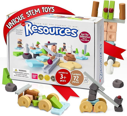 Taksa Toys Educational Building Blocks for Kids Ages 3 4 5 6 7+ Years Old Reggio Emilia Stem Toys Montessori Toys for Girls Boys Unique Preschool Learning &amp Stacking Resources Gift Pack 72 Pcs