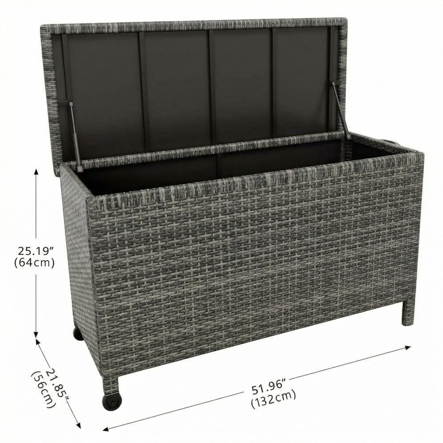 Wicker Deck Box, 125 Gallon All-Weather Outdoor Storage Box, Rattan Storage Bin for Patio Furniture, Outdoor Cushions, Pool Storage and Garden Tools, Grey
