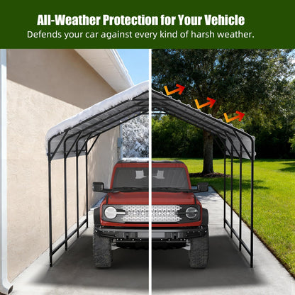 VOYSIGN Metal Carport Heavy Duty 10x15ft Outdoor Galvanized Steel Car Port, Vehicle Canopy Garage Shade, Multi-Use Shelter for Car, Boat, Tractors & Outdoor Storage