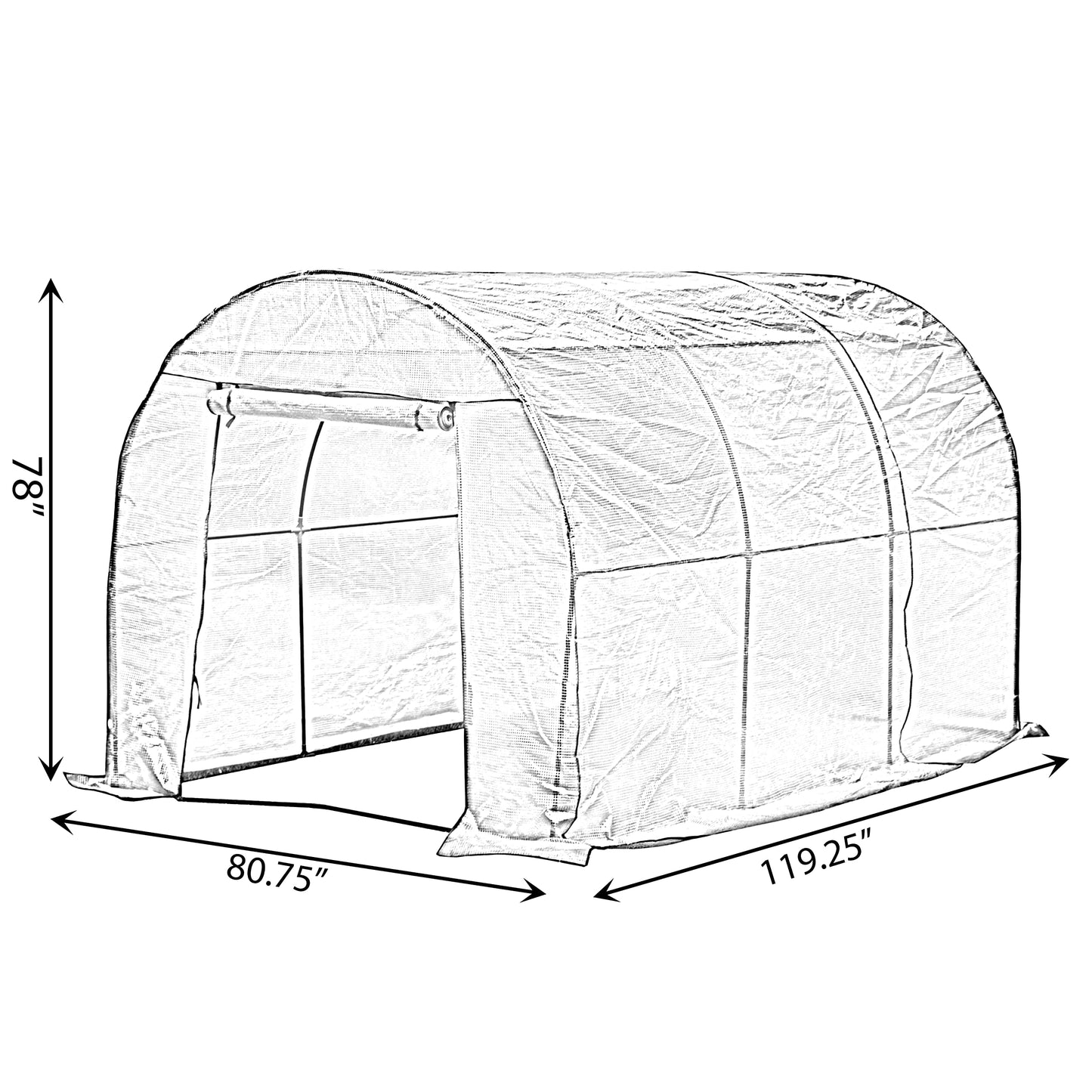 Gardenised 10 FT Green Outdoor Portable Garden Plant Walk-in Greenhouse Tunnel and Garden Plant Hot House with Roll-up Zipper Door Waterproof