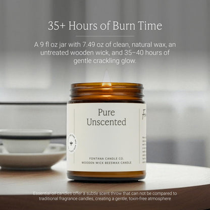 Fontana Candle Co Wood Wick Beeswax Jar Candle, Beeswax and Coconut Oil – Made Safe w/Coconut Oil & Pure Essential Oils – 35+ Hrs Clean Burn, Long Lasting and Non-Toxic Candles for Home & Room Decor