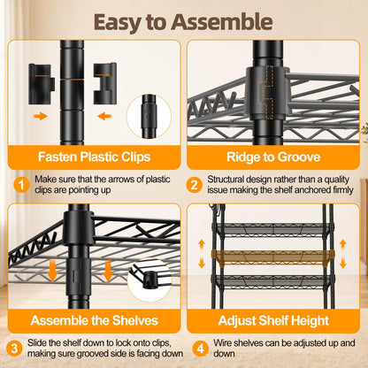 UEAKPIC Heavy Duty Wire Garment Clothes Rack, Adjustable Freestanding Expandable Clothing Rack with 4 Hanging Rods, 15.7" D x (70.9"-90.6") W x 76.8" H, Max Load 1000lbs, Black