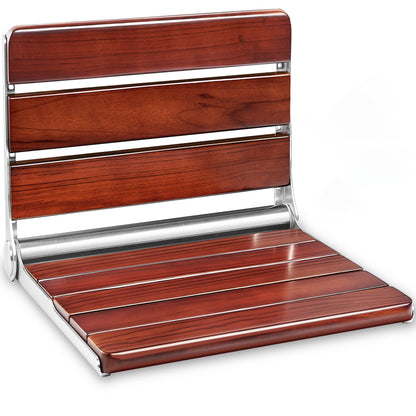 20" Folding Teak Shower Seat Wall Mounted – 400 lbs Teak Wood Foldable Shower Bench, Larger Teak Folding Shower Bench, Fold Down Shower Seat for Inside Shower, Teak Shower Chairs Stool