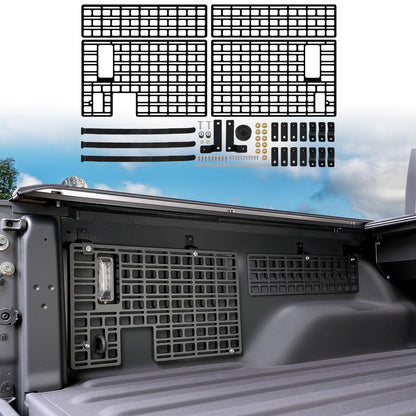 OUSUWO Side Truck Bed Molle Panel Rack System Compatible with 2019-2024 Jeep Gladiator JT 5FT Accessories Cargo Storage Organizer Tools Rack Fit for 19-24 Gladiator JT Accessories (Not Fit 2025)