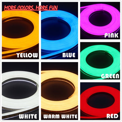 IEKOV LED NEON Light, AC 110-120V Flexible LED Neon Strip Lights, 120 LEDs/M, Dimmable, Waterproof 2835 SMD LED Rope Light + Remote Controller for Party Decoration (98.4ft/30m, Green)