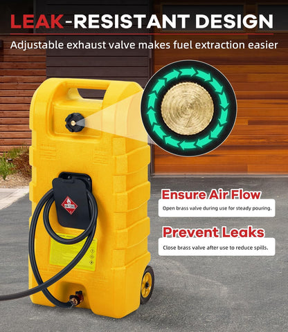 Garvee 15 Gallon Gas Caddy, Heavy-Duty Gas Can and Fuel Caddy with Manual Fuel Transfer Pump, Portable Fuel Tank on Wheels with 10 ft Hose for Lawn Mowers, Cars, Boats, ATVs, Home and Farm Use, Grey