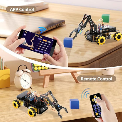 Robotics for Kids Ages 8-12 ACEBOTT Smart Robot Arm Car Kit with 5DOF STEM Toys for Boys Age 8-12 12-16+ ESP32 Arduino/Python/Blockly Coding App &amp Remote Control STEM DIY Gift for Teens &amp