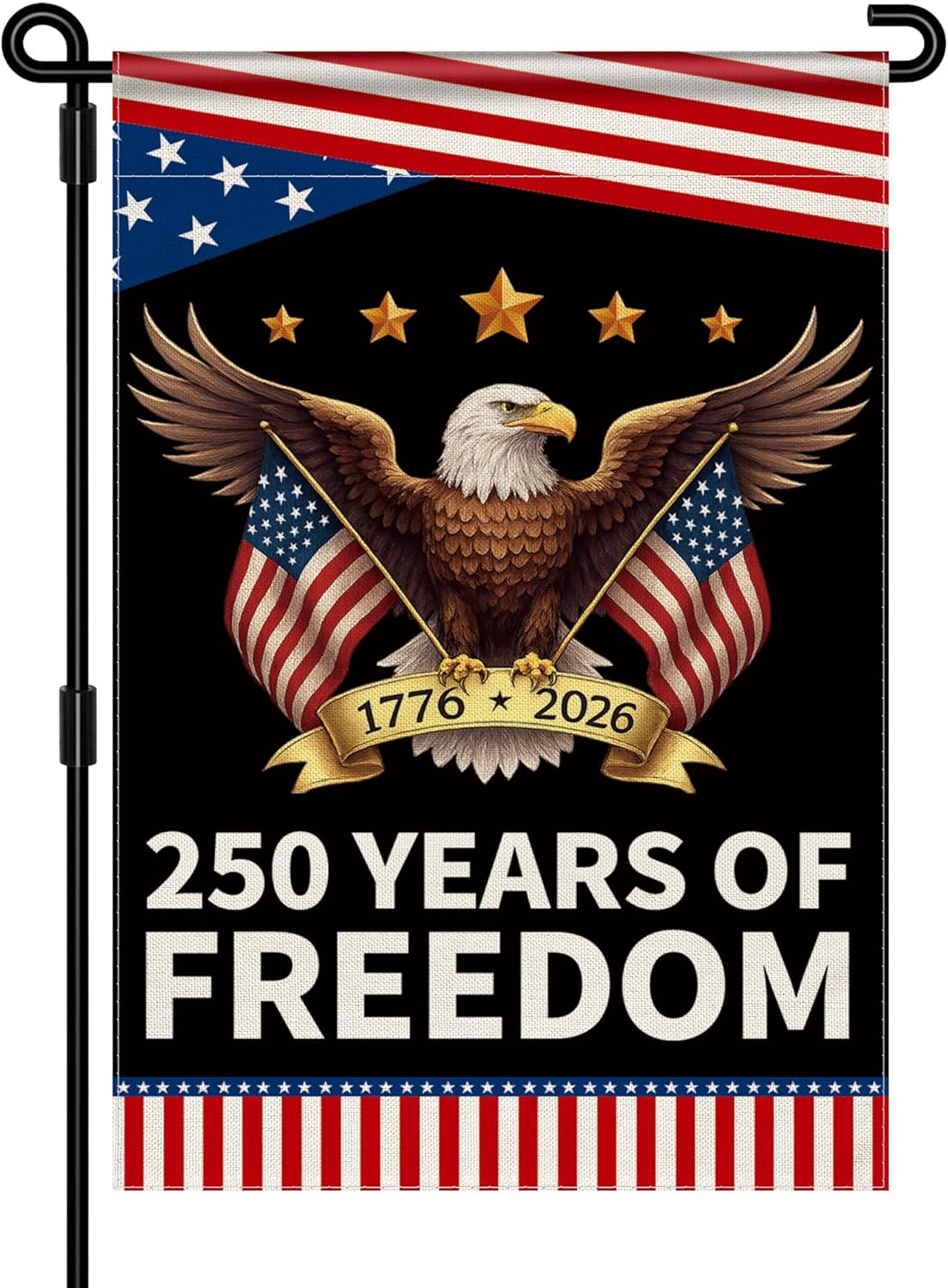 250th Anniversary America Garden Flag - Patriotic Double-Sided Eagle Design | 12x18 Inch Commemorative Banner