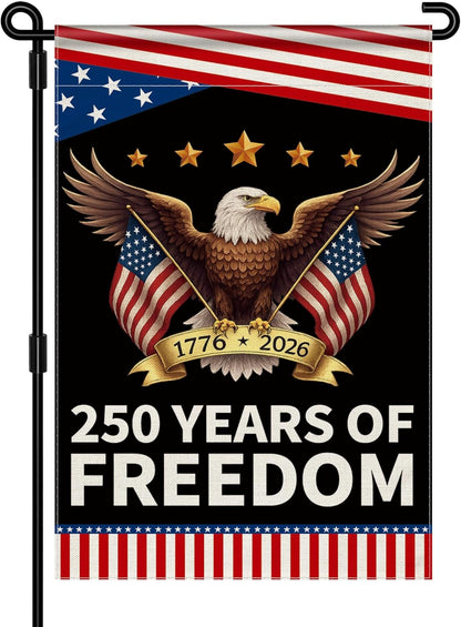250th Anniversary America Garden Flag - Patriotic Double-Sided Eagle Design | 12x18 Inch Commemorative Banner