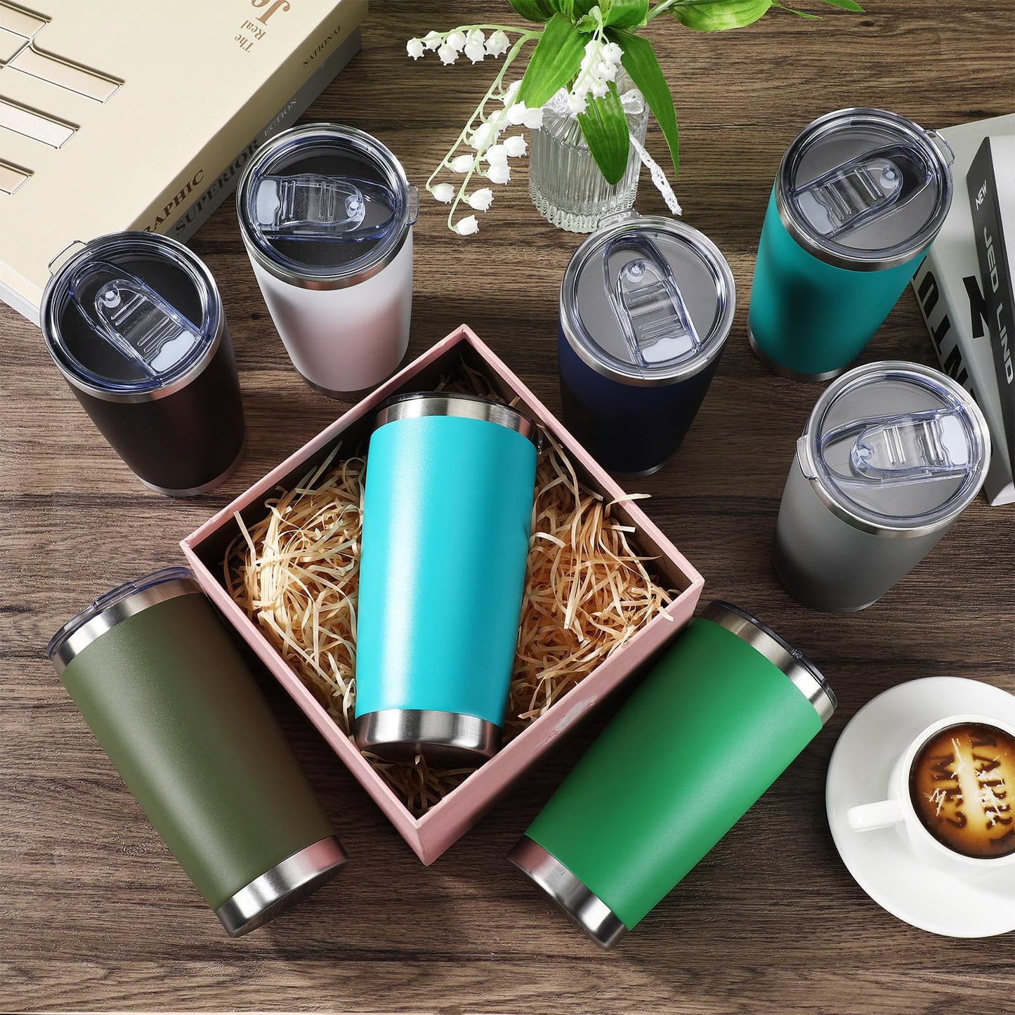 Hsei 72 Pcs Stainless Steel Tumbler Bulk 20 oz Insulated Tumbler Cup Double Wall Vacuum Coffee Mug for Back to School Wedding Birthday Party Coworker Teacher Appreciation Gifts(Mix Color)