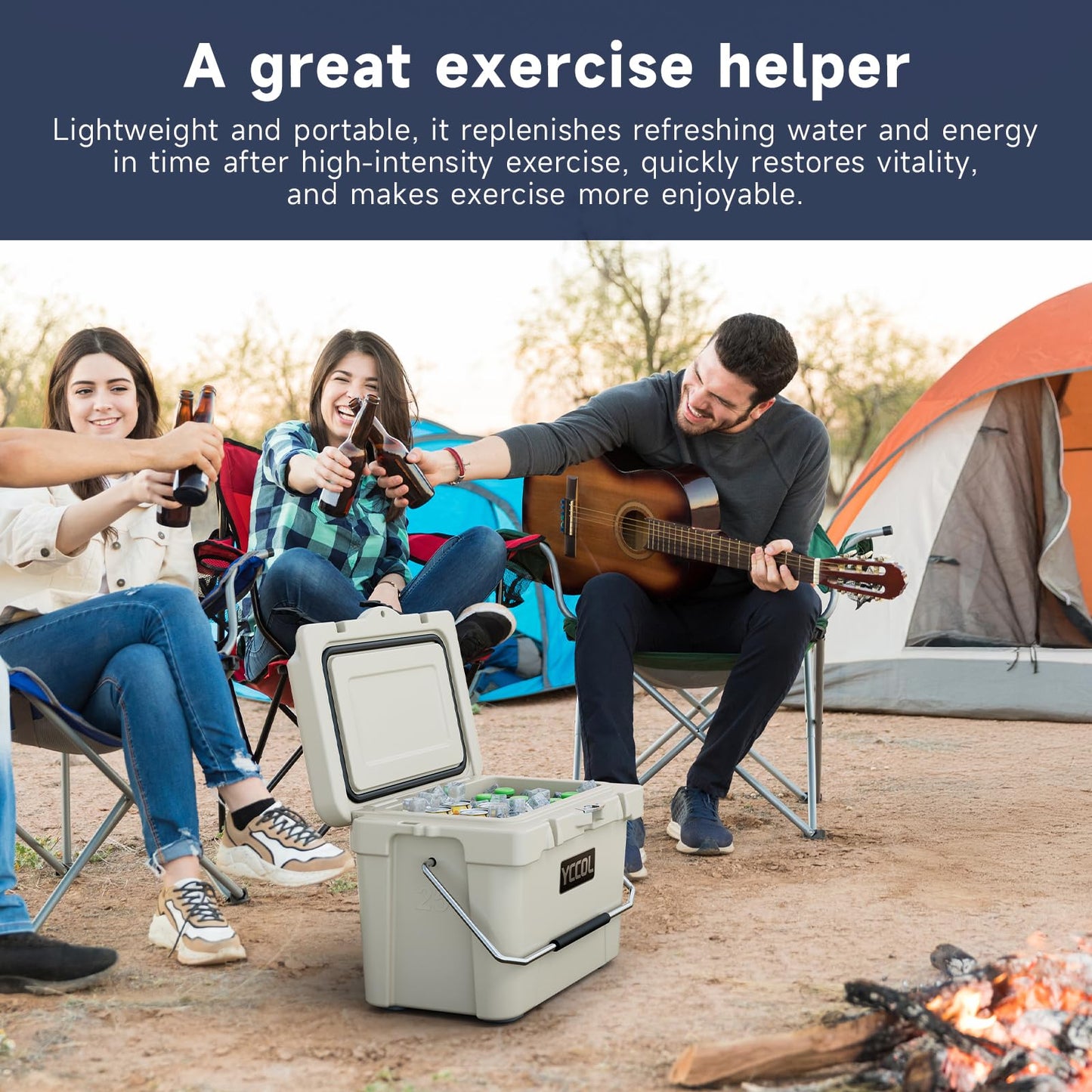 27 Quart Insulated Cooler - 72+ Hours Ice Retention, Large Capacity Cooler with Built-in Bottle Opener, Leak-Proof, Portable for Camping, Beach, Fishing, Barbecues & Outdoor Activities