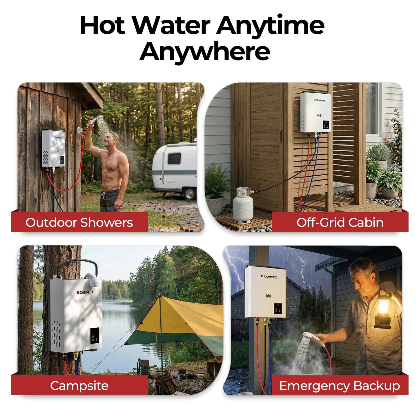 CAMPLUX F5 Ultra, First Thermostatic Portable Water Heater, ±1℉ Constant Temperature Propane Water Heater, 9.9LB Lightweight & Compact for 3s Instant Hot Water, Outdoor Camping, Off-Grid Cabin