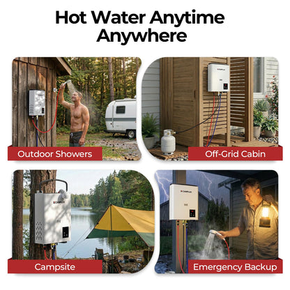 CAMPLUX F5 Ultra, First Thermostatic Portable Water Heater, ±1℉ Constant Temperature Propane Water Heater, 9.9LB Lightweight & Compact for 3s Instant Hot Water, Outdoor Camping, Off-Grid Cabin