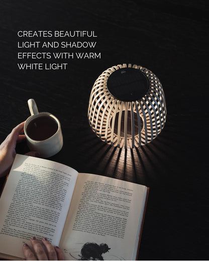 LUUK Studio SOLIS Wireless Solar LED Bedside Lamp, Warm White Dimmable Glow, Cordless Indoor Lantern & Outdoor Light, USB-C Rechargeable, Bedroom, Balcony, Patio, Soft Contemporary, Warm Taupe, Size L