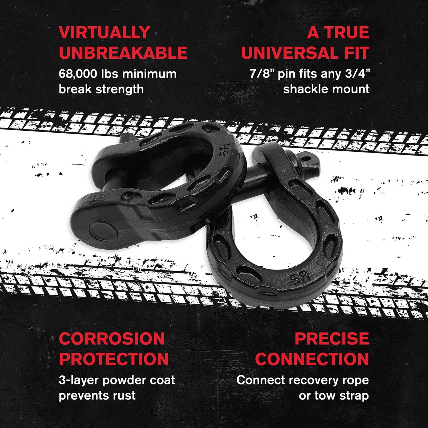 GearAmerica Off Road Recovery Kit, 25 Ton, Includes Tow Strap, Tree Saver, Mega Snatch Block Pulley, D-Ring Shackles, Winch Line Dampener Bag, Gloves - Off Road Recovery Gear, 4x4, Black