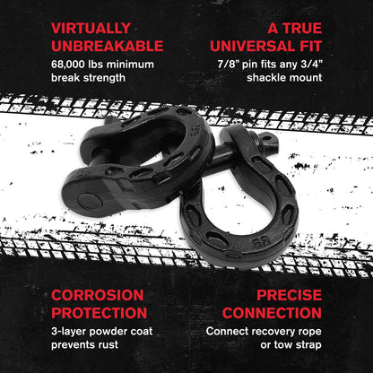 GearAmerica Off Road Recovery Kit, 25 Ton, Includes Tow Strap, Tree Saver, Mega Snatch Block Pulley, D-Ring Shackles, Winch Line Dampener Bag, Gloves - Off Road Recovery Gear, 4x4, Black