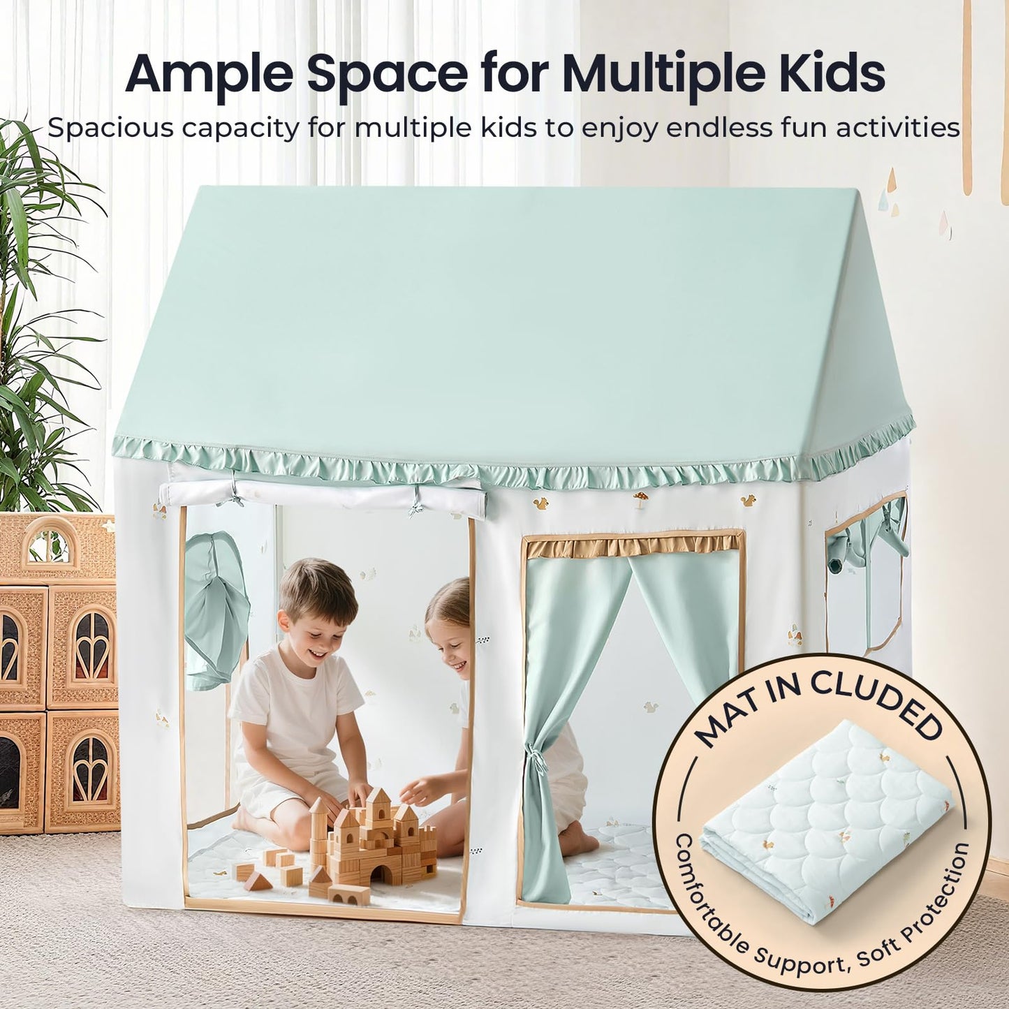 Tiny Land Kids Play Tent with Tunnel, Pop Up Play Tent with Ball Pits, Kids Tent with Printed Mat