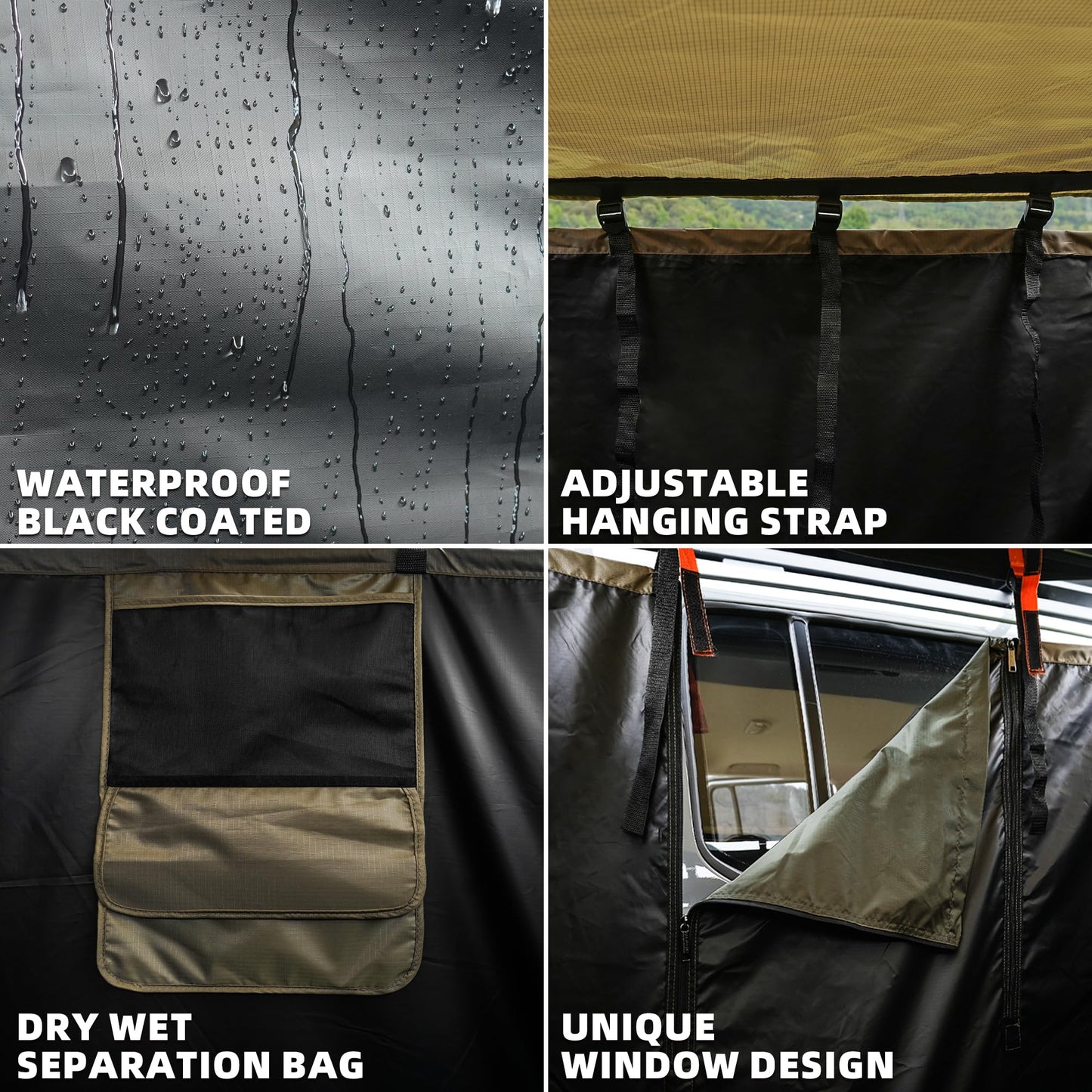 SAMOUT Vehicle Side Shower Room with Roof, 3.3ft x 3.3ft Privacy Shelter Restroom, Car Side Shower Room, Portable Shower Tent for Camping