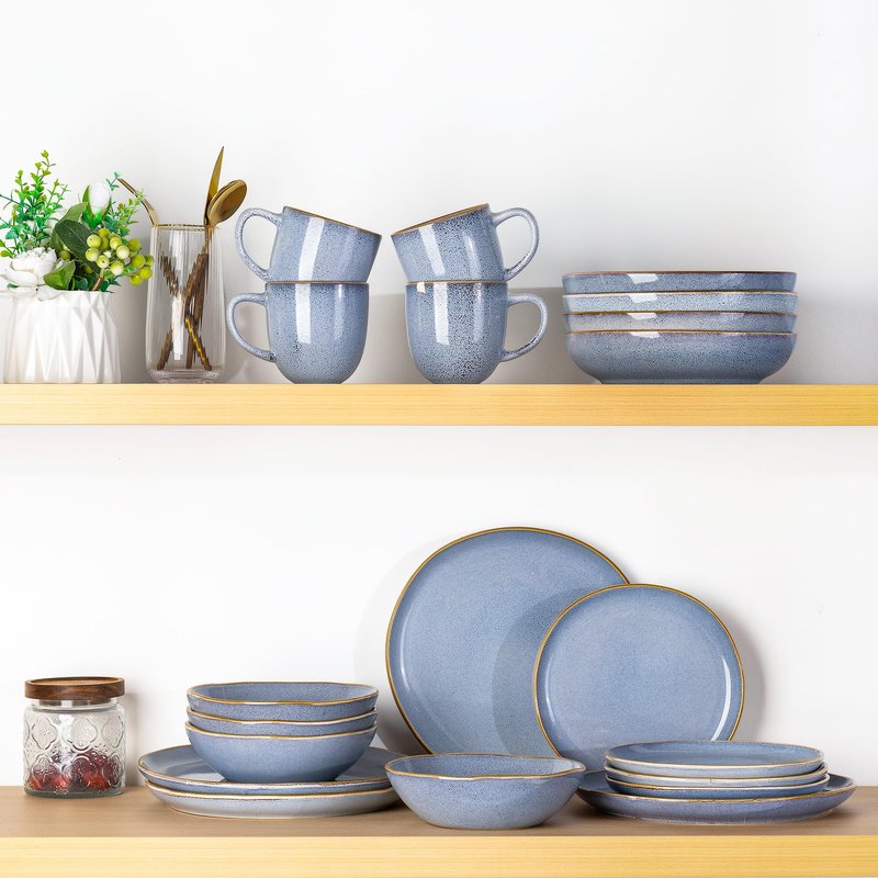 AmorArc Ceramic Dinnerware Sets,Handmade Reactive Glaze Stoneware Plates and Bowls Sets,Highly Scratch Resistant | Dishwasher & Microwave Safe Dishes Set,Service for 4 (12pc)
