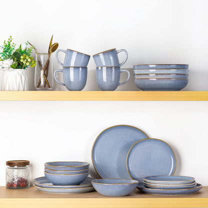 AmorArc Ceramic Dinnerware Sets,Handmade Reactive Glaze Stoneware Plates and Bowls Sets,Highly Scratch Resistant | Dishwasher & Microwave Safe Dishes Set,Service for 4 (12pc)