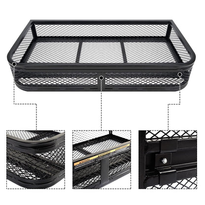 ORCISH Heavy Duty ATV Front Cargo Basket, 17" W x 36" L x 6" H Steel Mesh Rack with Mounting Kit, Universal ATV/UTV Storage Basket for Gear, Luggage, Camping, Hunting, and Outdoor Use