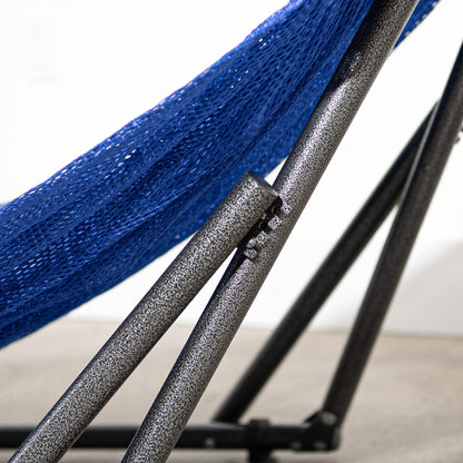 Best Home Fashion Portable Hammock with Collapsible Steel Stand, 450 lbs Capacity, No Tools Assembly, Carrying Bag Included, Perfect for Indoor Outdoor Backyard Patio Camping Beach, Navy