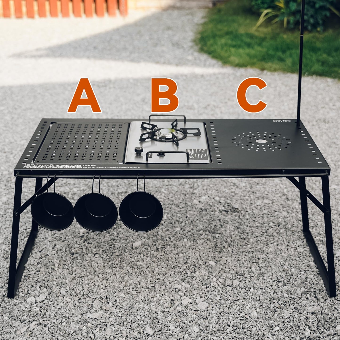 ONLYFIRE OUTDOOR LIVING IGT Camping Table Kit with Propane Gas Stove & Carry Bag, Portable Folding Camp Table, IGT Unit Combination Combo for Picnic, RV, Tailgating, Patio, Backyard, GS337
