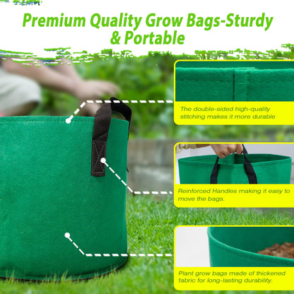 7 Pack 15 Gallon Plant Grow Bags - Mixed 7 Colors with Reinforced Handles & Aeration Design, Ideal for Tomato, Flowers & Fruits