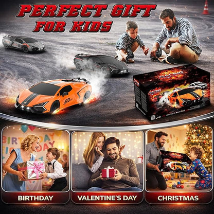 RC Drift Car 1:16 Remote Control Car 2.4Ghz High Speed RC Cars 4WD Racing Sport Toy Cars with LED Lights Spray Drifting Tires 2 Batteries for Kids Boys Girls Adults Birthday Christmas