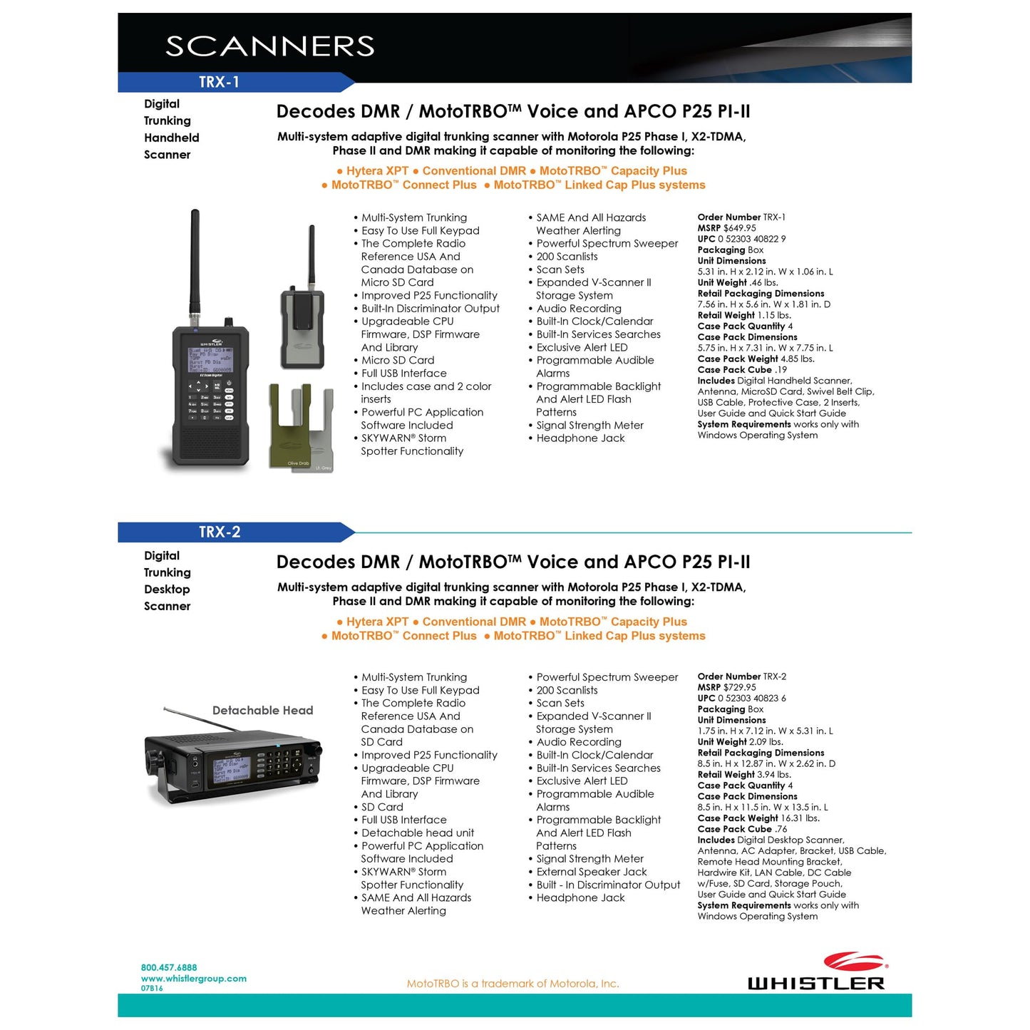 Whistler TRX-1 Handheld Digital Police Scanner Radio – Portable Scanner with EZ Scan, APCO P25 Phase I & II, DMR, NXDN, and USA/Canada Database – Black