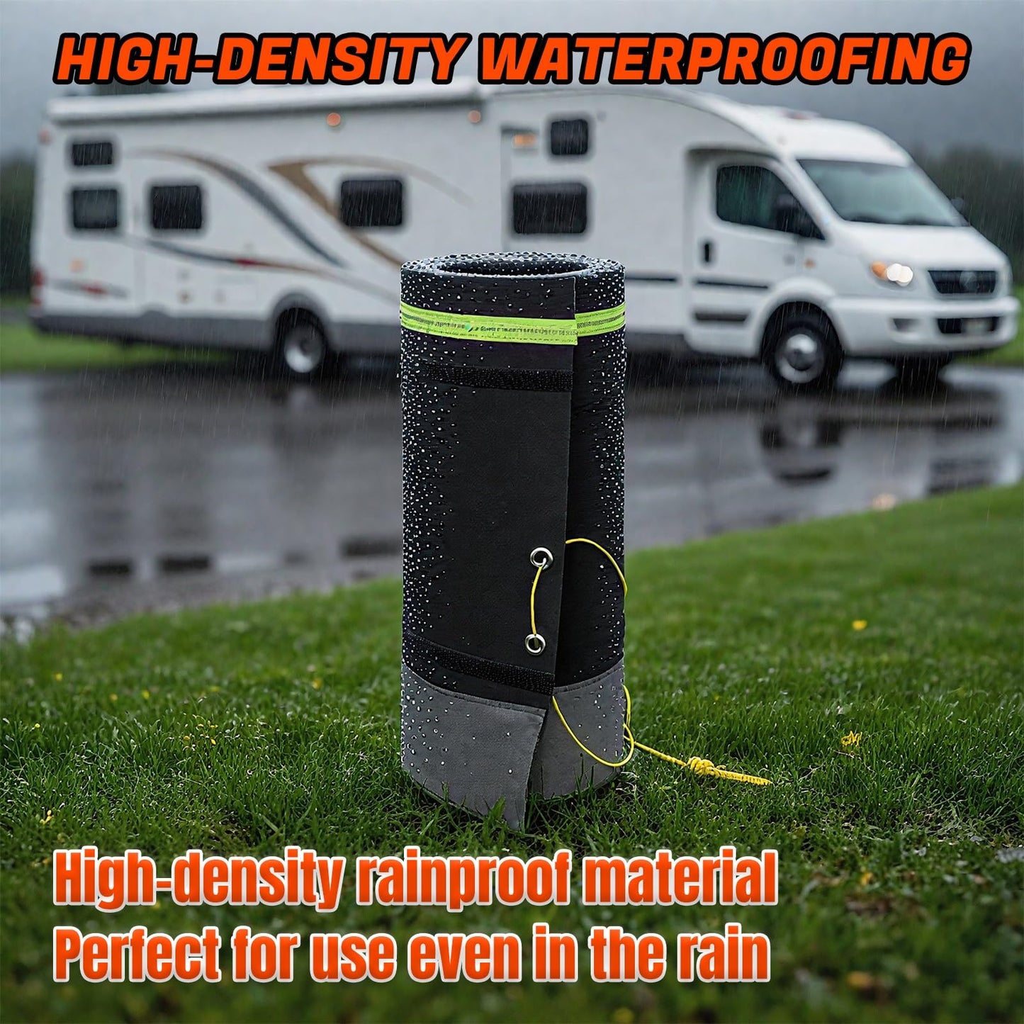 JeCgRrY RV Skirt for Travel Trailer, Panels Wind and Snow Proof, Camper skirting, All-Weather Protection Barrier with Easy Installation Kit Night Reflective Strip(2.6ft High,20m/65ft)