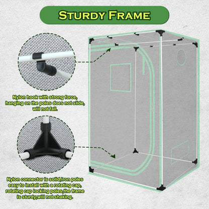 Green Hut 60"x60"x78" 600D Mylar Hydroponic Growing Tents for Plants Inside Reflective Grow Tent Growing Room Hydroponic System 5x5 Grow Tent