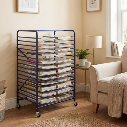 Sintuff Mobile Art Drying Rack Metal Book Magazine Rack Mobile for Home Metal Painting Drying Shelf for Classroom School Studio Space Saving Keep Artwork Protected While Dry 36.5 x 26.5 x 17.5 Inches