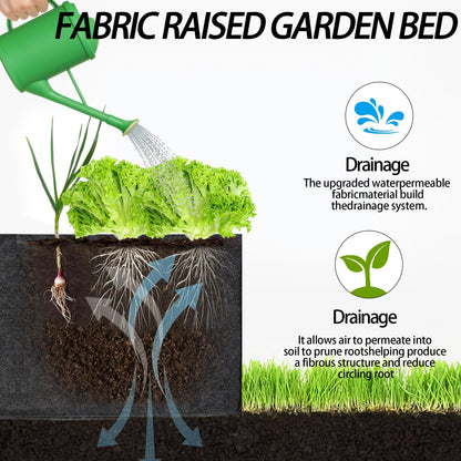 FVOTNW 2-Pack 2 Grids Fabric 10 Gallon Grow Bags, 2x1x1ft Thickened 400G Nonwoven Fabric Raised Garden Beds with Handles - Indoor Outdoor Planters for Vegetables, Herbs, Flowers