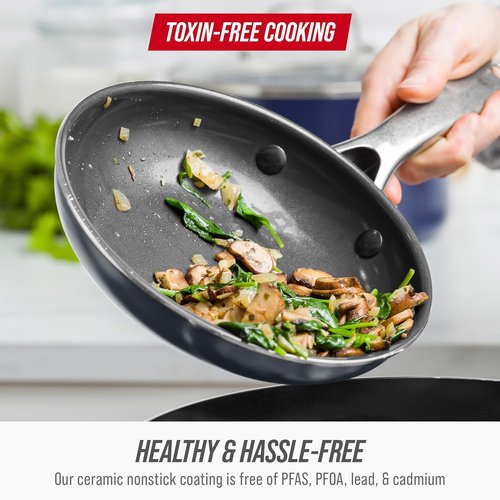 Blue Diamond 8" Nonstick Frying Pan - Ceramic Diamond Infused, PFAS-Free, Dishwasher & Oven Safe, Gray