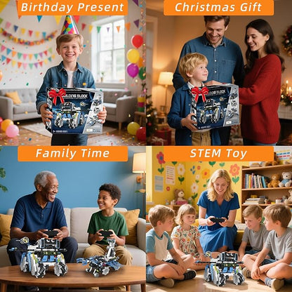 3-in-1 Programmable Robotics Kit with Remote and App Control - STEM Educational Building Toy for Kids Ages 8-12 Ideal Birthday for Boys (856PCS)