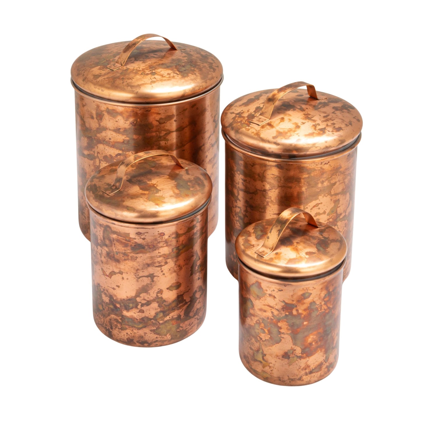 Creative Co-Op 4-Piece Oxidized Stainless Steel Canister Set, Copper-Finished