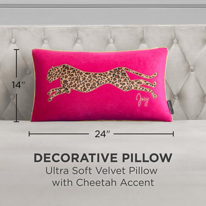 Juicy Couture – Decorative Accent Pillow Velvet Safari Leopard Premium Reversible Throw Pillow Living Room and Bedroom Décor Measures 14" x 24" Cheetah on White
