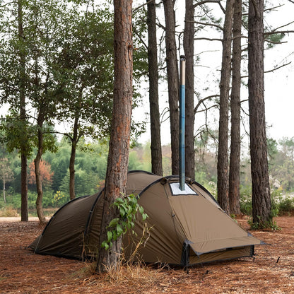 POMOLY Tunnel Tent for 1-2P Camping, Locomotive 2 Chimney Tent for 4 Season Hiking, Backpacking, Hunting (Without a Ground Sheet)