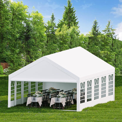 GarveeLife 16x32 ft Outdoor Party Tent Canopy for Weddings & Events - Pavilion with Removable Sidewalls, Waterproof Fabric, Easy Setup, and 3 Storage Bags, White.