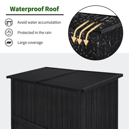 MCombo Outdoor Storage Cabinet, Wooden Storage Shed with Latch, Outside Garden Tool Shed with 2 Doors for Patio Yard Lawn, 1900 (Black, Large)