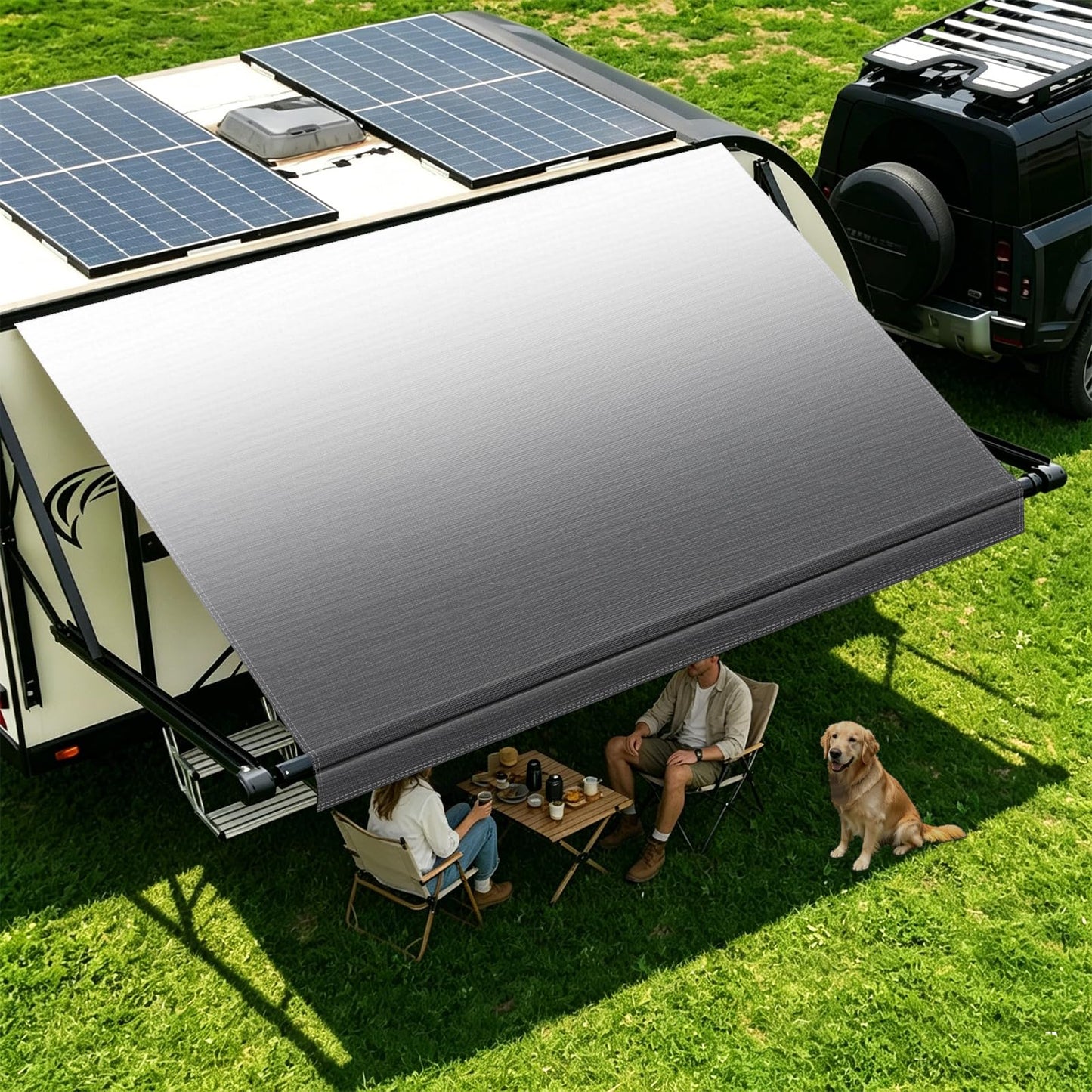 Dulepax RV Awning Fabric Replacement, 18.5oz Heavy-Duty Vinyl Camper Awning Fabric 19’2”, Awning for Camper with Pull Strap, UV-Resistant & Weatherproof RV Canopy for Trailers, Motorhome