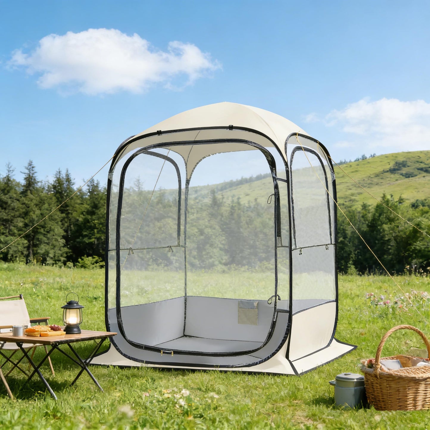 Outdoor All Weather Pop Up Sport Tent, 51×51×67 in, 1-3 Person Instant Tent Shelter,Rainproof Camping Sun Shelter Coldproof & Windproof Spacious Interior with Outdoor Camping Activities Fishing