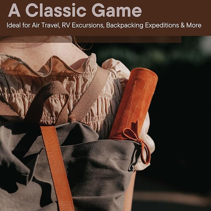 Sondergut Roll-up Portable Suede Deluxe Backgammon Game Set- Elegant Design Engraved Wood Stones Pop-Up Playing Field - Ideal for RV Travel Cruise Airplane Camping Backpacking Road Trips Etc.
