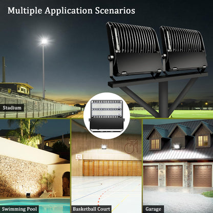 BIRITALO 240W LED Stadium Flood Lights Outdoor 36000LM Super Bright Yoke Wall Mount Parking Lot floodlights 5000K 100V-277V Commercial IP65 Waterproof 240 Watt Shoebox Barn Lamp for Arena Court
