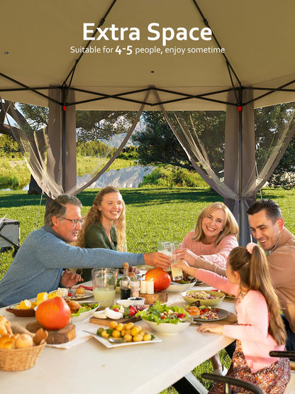 Garvee Pop Up Gazebo Screen Tent,Hexagonal Instant Gazebo Tent with Mosquito Netting Outdoor Canopy,6 Sided Sun Shelter 13x13ft with Mesh Netting,Pavilion Tents for Patio,Light Gray+Dark Gray