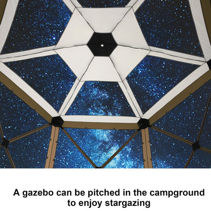 COBIZI 12x12 FT Pop Up Canopy Stargazing Tent, Gazebos On Clearance with Removable Roof, Screened in Gazebo, Screen Tents Portable carpas para Patio for Outdoor Camping,Backyard, Garden, Brown(Pro)