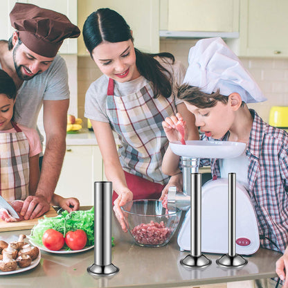 3 Pieces Sausage Stuffer Tubes Stainless Steel Grinder Stuffer Tubes for Size 5 Meat Food Grinder, 3 Sizes