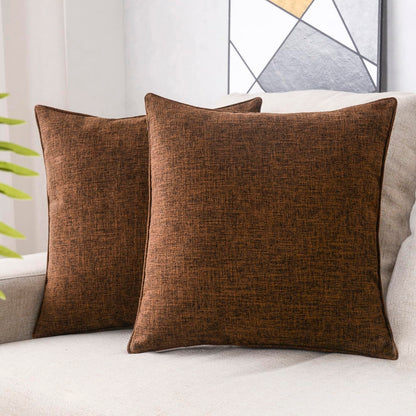 HPUK Decorative Throw Pillow Covers Set of 4 Square Couch Pillows Linen Cushion Cover for Couch Sofa Living Room, 18"x18" inches, Blue
