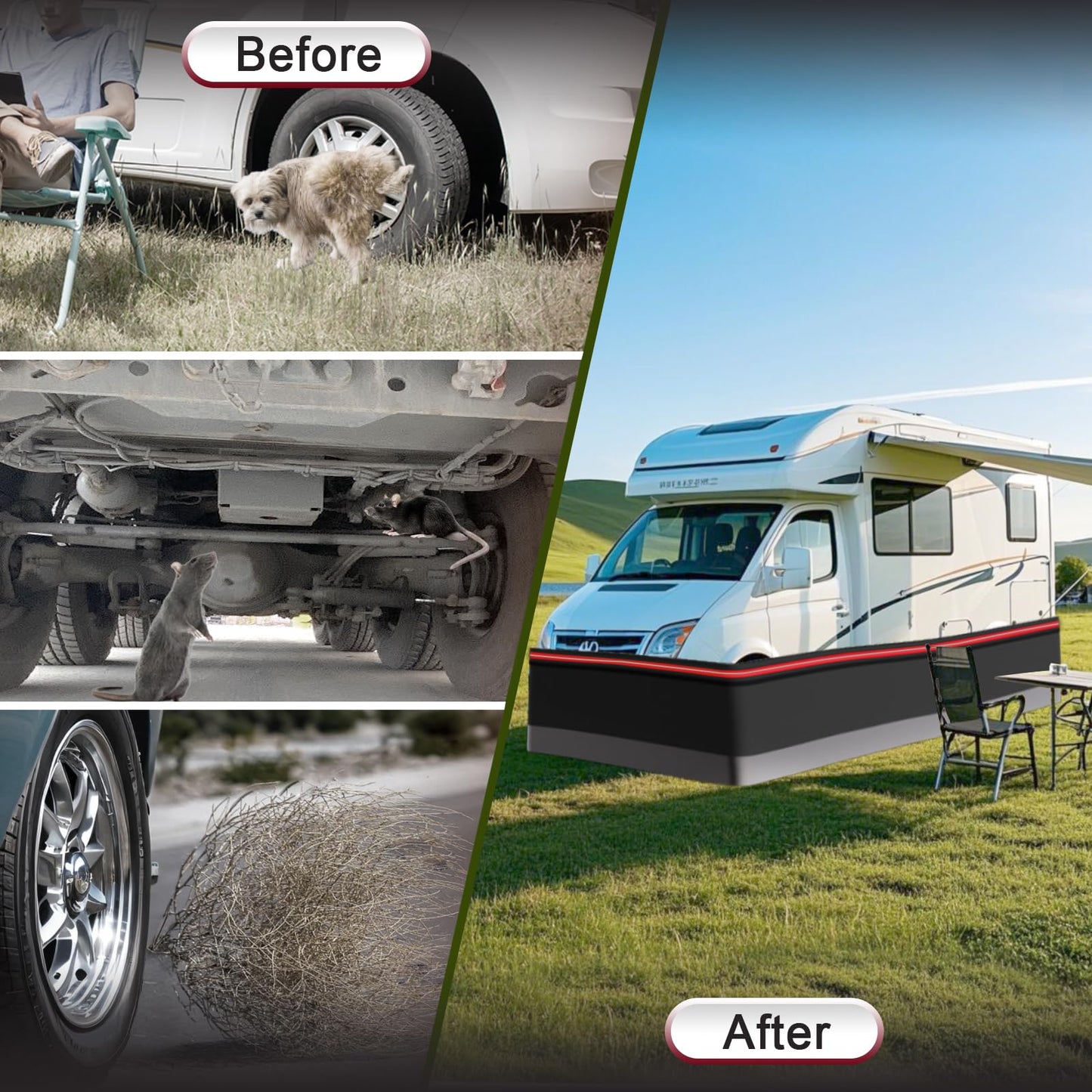 RV Skirting for Travel Trailer, RV Skirting for 5th Wheel, Trailer Skirting for Mobile Home Exterior with Tightly Metal Plates, Convenient Wheel Rv Cover for Garden,Outdoor, Yard (3.28x85.3 ft)